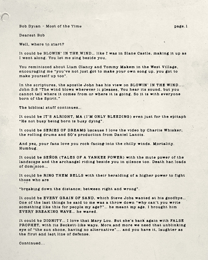 Bono nightswimming letter picture