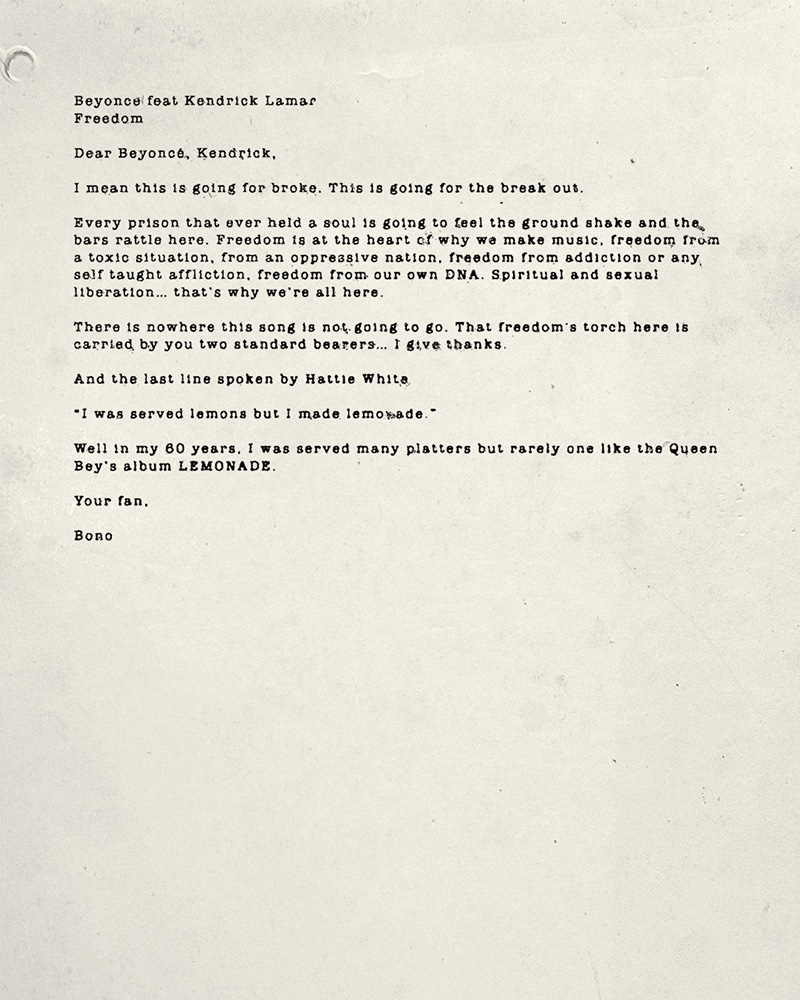 Bono letter to billie eilish image